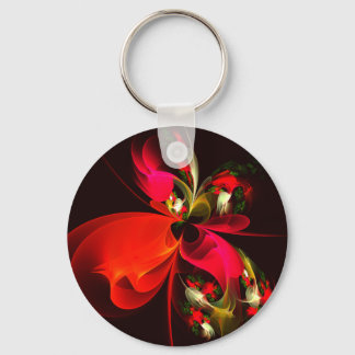 Red Green Floral Modern Abstrakt Art Pattern #02 Schlüsselanhänger