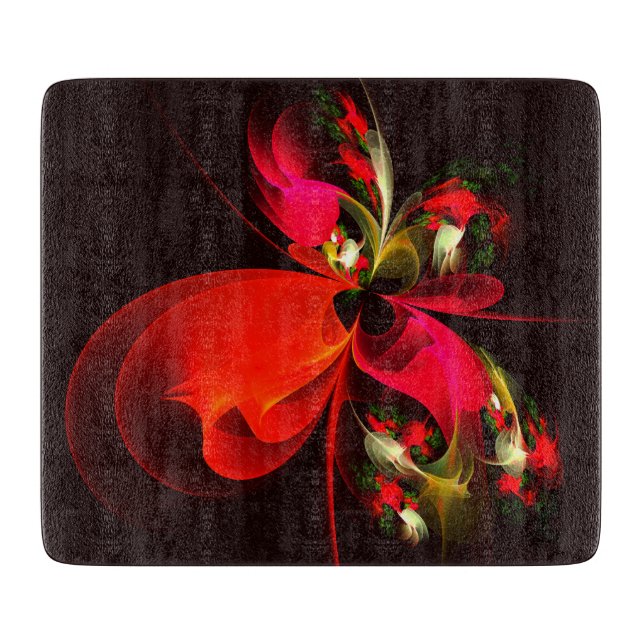 Red Green Floral Modern Abstrakt Art Pattern #02 Schneidebrett (Vorderseite)