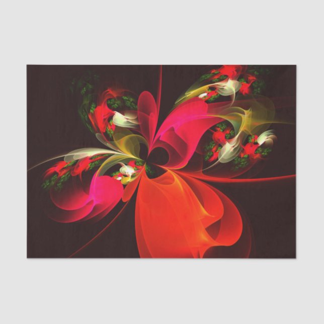 Red Green Floral Modern Abstrakt Art Pattern #02 Seidenpapier (Vorderseite)