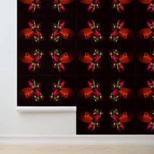 Red Green Floral Modern Abstrakt Art Pattern #02 Tapete
