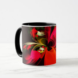 Red Green Floral Modern Abstrakt Art Pattern #02 Tasse