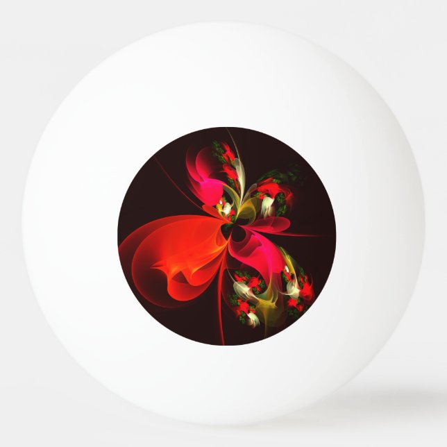 Red Green Floral Modern Abstrakt Art Pattern #02 Tischtennisball (Vorderseite)