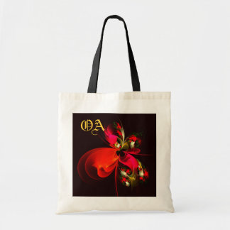 Red Green Floral Modern Abstrakt Art Pattern #02 Tragetasche