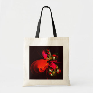 Red Green Floral Modern Abstrakt Art Pattern #02 Tragetasche