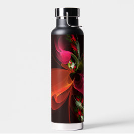 Red Green Floral Modern Abstrakt Art Pattern #02 Trinkflasche