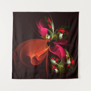 Red Green Floral Modern Abstrakt Art Pattern #02 Wandteppich