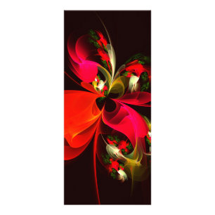 Red Green Floral Modern Abstrakt Art Pattern #02 Werbekarte