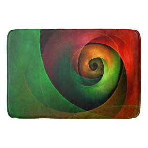 Red Green Floral Modernes Abstraktes Kunstmuster # Badematte