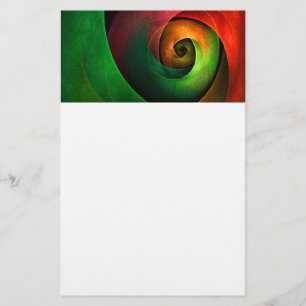 Red Green Floral Modernes Abstraktes Kunstmuster # Briefpapier