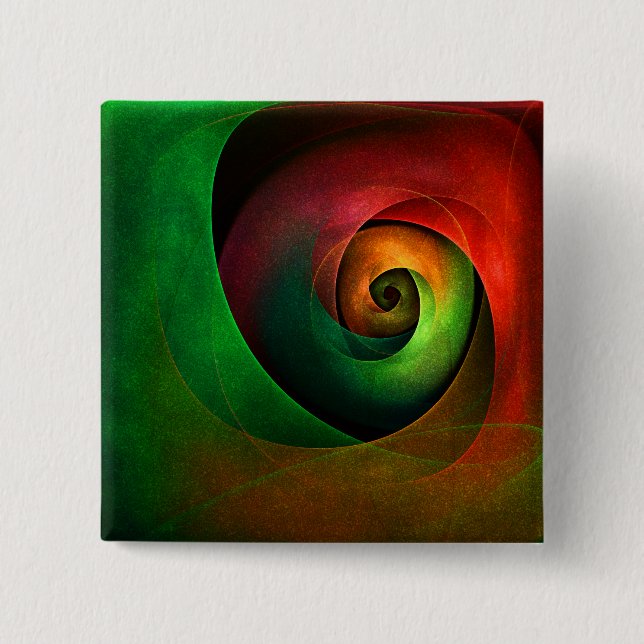 Red Green Floral Modernes Abstraktes Kunstmuster # Button (Vorderseite)