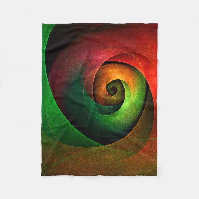 Red Green Floral Modernes Abstraktes Kunstmuster # Fleecedecke (Vorderseite)