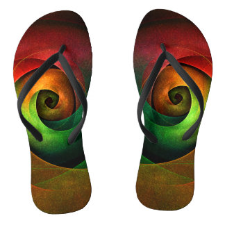 Red Green Floral Modernes Abstraktes Kunstmuster # Flip Flops