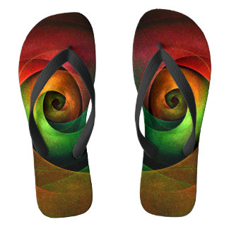 Red Green Floral Modernes Abstraktes Kunstmuster # Flip Flops