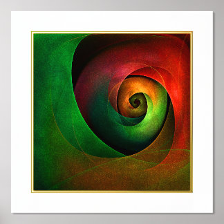 Red Green Floral Modernes Abstraktes Kunstmuster # Foliendrucke