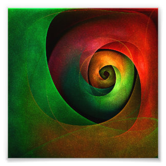 Red Green Floral Modernes Abstraktes Kunstmuster # Fotodruck