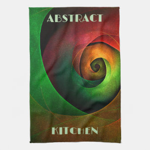 Red Green Floral Modernes Abstraktes Kunstmuster # Geschirrtuch