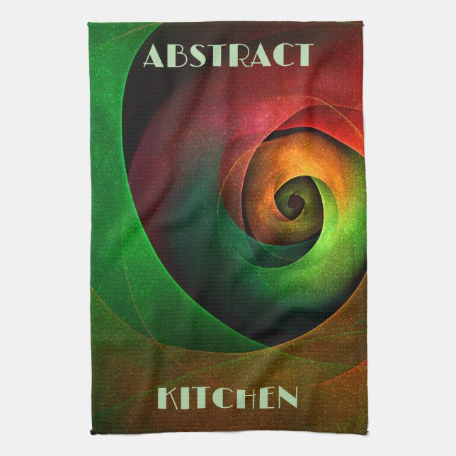 Red Green Floral Modernes Abstraktes Kunstmuster # Geschirrtuch (Vertikal)