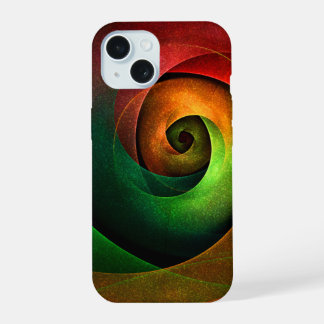 Red Green Floral Modernes Abstraktes Kunstmuster # iPhone 15 Hülle