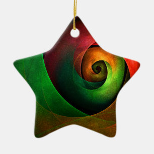 Red Green Floral Modernes Abstraktes Kunstmuster # Keramik Ornament
