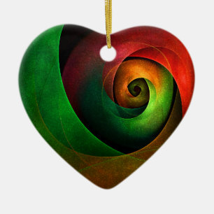 Red Green Floral Modernes Abstraktes Kunstmuster # Keramik Ornament
