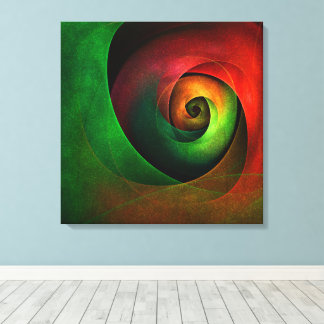 Red Green Floral Modernes Abstraktes Kunstmuster # Leinwanddruck