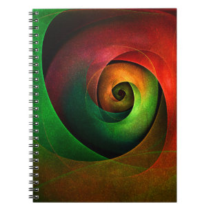 Red Green Floral Modernes Abstraktes Kunstmuster # Notizblock