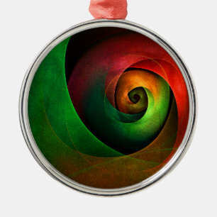 Red Green Floral Modernes Abstraktes Kunstmuster # Ornament Aus Metall