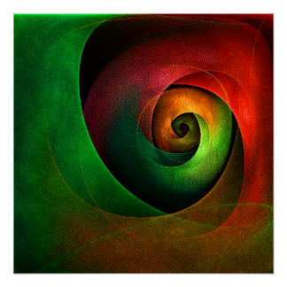 Red Green Floral Modernes Abstraktes Kunstmuster # Poster