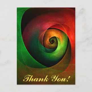 Red Green Floral Modernes Abstraktes Kunstmuster # Postkarte