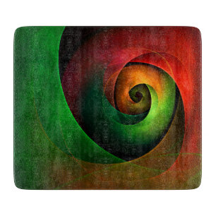 Red Green Floral Modernes Abstraktes Kunstmuster # Schneidebrett