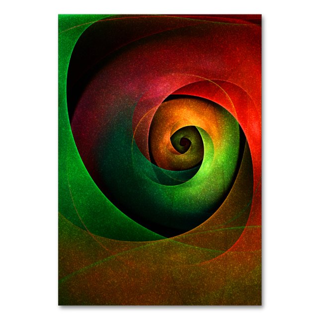 Red Green Floral Modernes Abstraktes Kunstmuster # Tischnummer (Vorderseite)