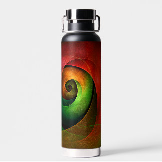 Red Green Floral Modernes Abstraktes Kunstmuster # Trinkflasche