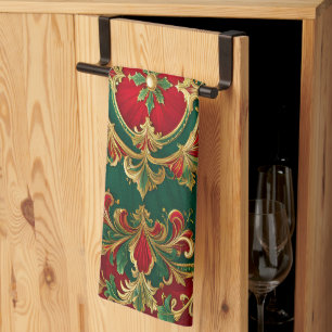 Red Green Floral Weihnachten Urlaub Küche Handtuch