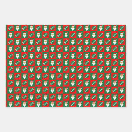 Red & Green Football & Santa Matching Weihnachten Geschenkpapier Set