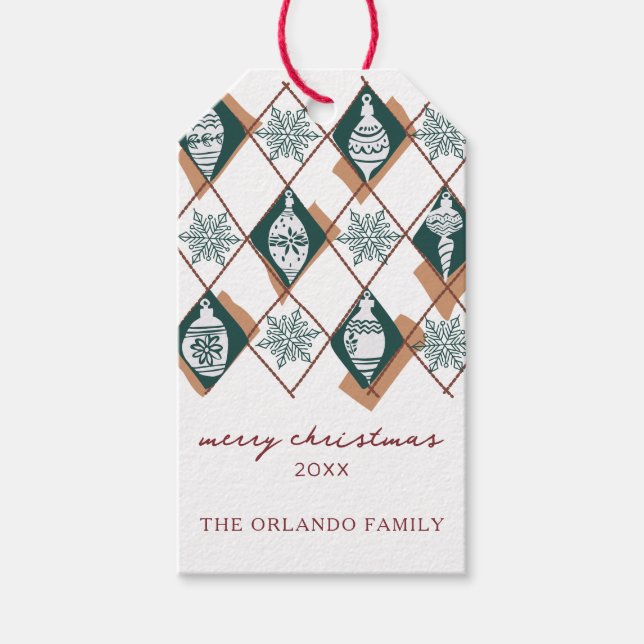 Red Green frohe Weihnachts Typografie Urlaub Geschenkanhänger (Vorderseite)