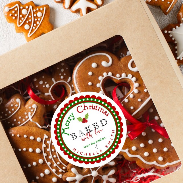 Red Green gebacken mit Liebe frohe Weihnachten Runder Aufkleber (Von Creator hochgeladen)