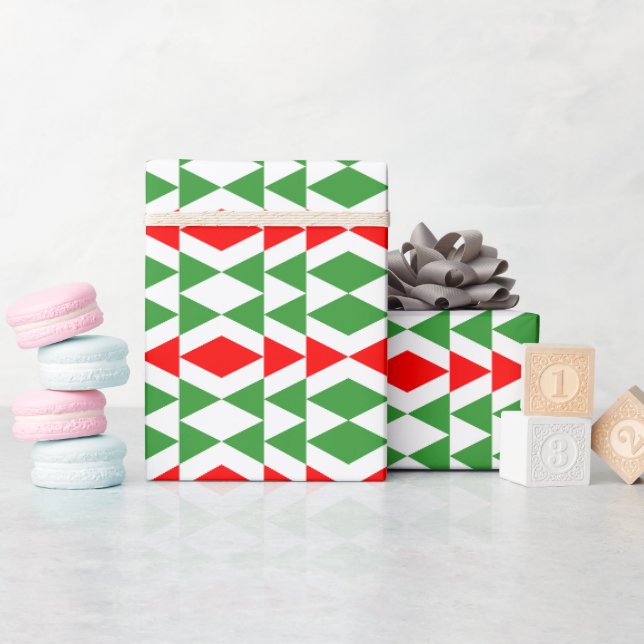 Red Green Geometric Geschenkpapier (Babyparty)