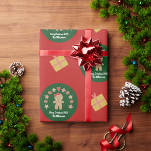 Red Green Gingerbrot Cookie Individuelle Name Scri Geschenkpapier