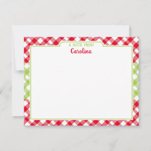 Red Green Gingham Preppy Christmas Stationery Mitteilungskarte