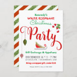Red Green Glitzer White Elephant Weihnachtsfest Pa Einladung<br><div class="desc">Anpassen an Ihr Ereignis</div>