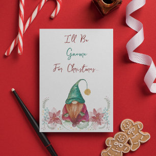 Red Green Gnome Holly Berry Poinsettia Aquarell Einladung