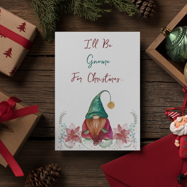 Red Green Gnome Holly Berry Poinsettia Aquarell Einladung (Von Creator hochgeladen)