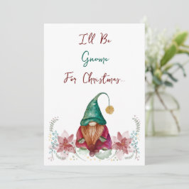 Red Green Gnome Holly Berry Poinsettia Aquarell Einladung