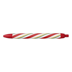 Red Green & Gold Candy Cane Stripes Weihnachten Kugelschreiber