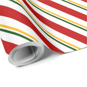 Red Green & Gold Candy Cane Weihnachten Geschenkpapier