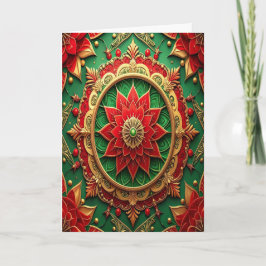 Red Green Gold Decorative Holiday Card Karte