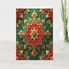 Red Green Gold Decorative Holiday Card Karte