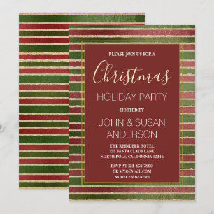 Red Green - Gold Foil Weihnachtsfeier Party Einlad Einladung