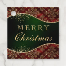 Red, Green & Gold Glitzer Damask Weihnachten