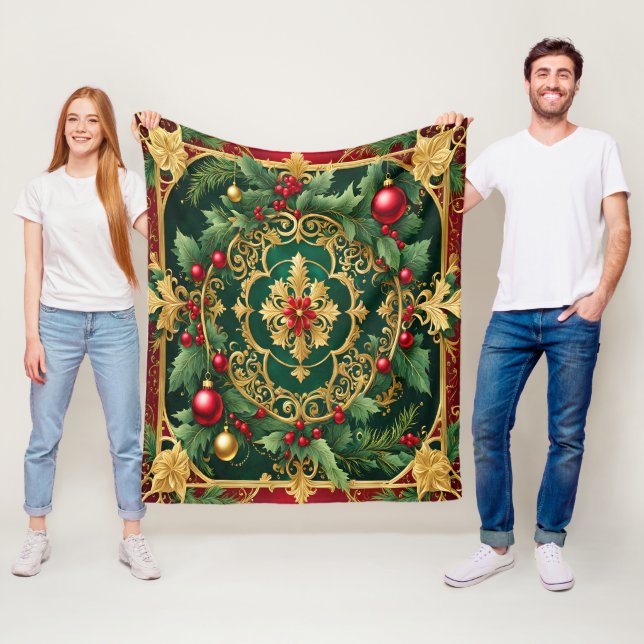 Red Green Gold Holiday Fleece Blanket (Beispiel)